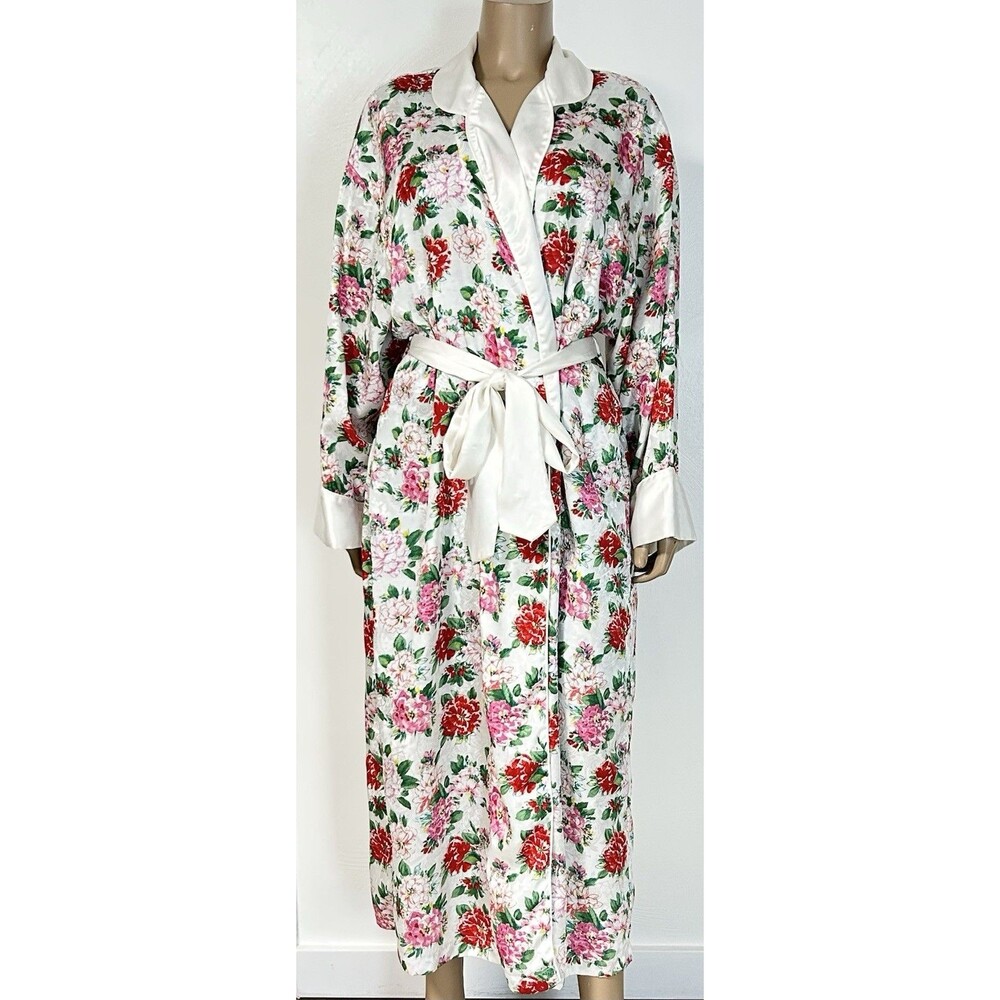 Victoria’s Secret Size M/L Gold Label White Floral Long Sleeves Robe Vintage